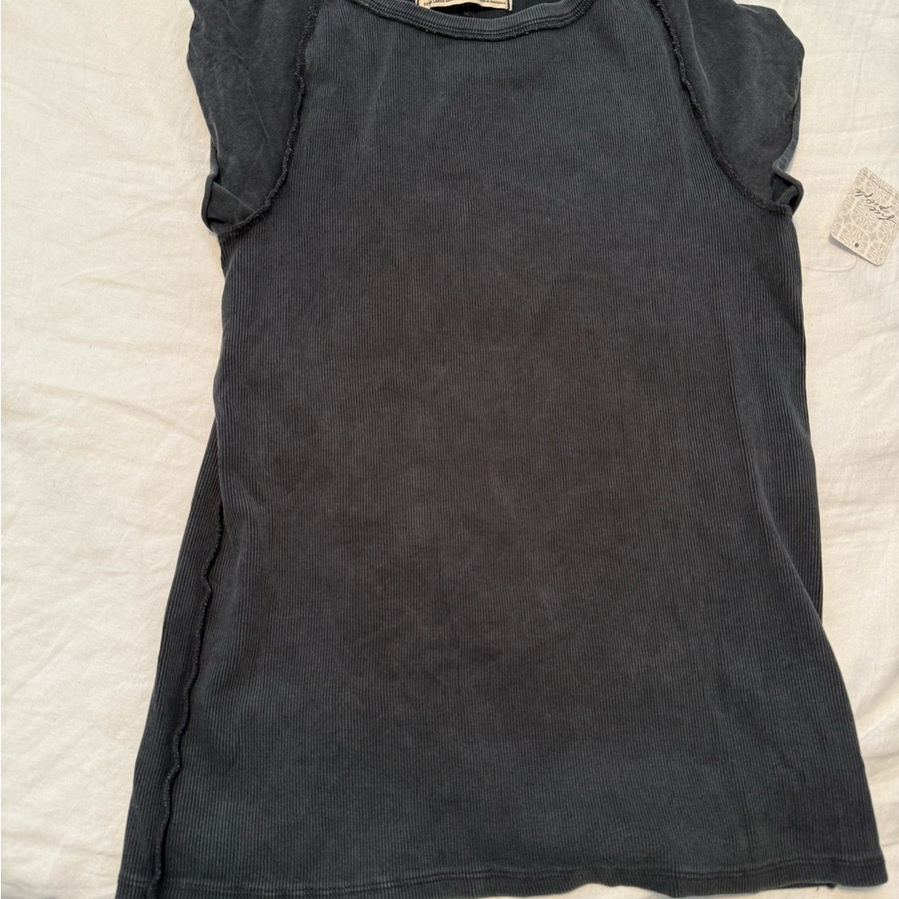 Free Peole Black Ribbed Top XL